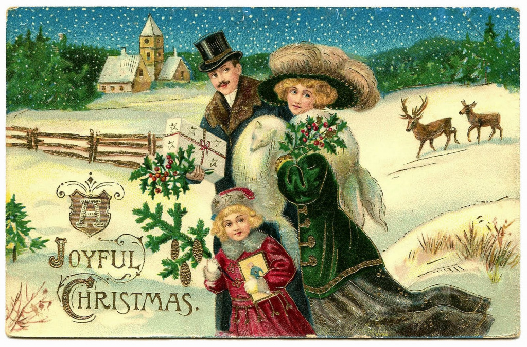 Cartão de Natal Vintage quebra-cabeça em Pessoas quebra-cabeças em